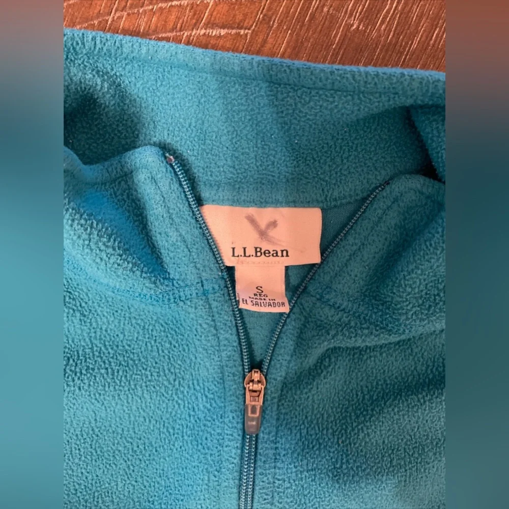 L. L. Bean Fleece Jacket Sz S Women's 1/4 Zip Pullover Shoulder Pocket Aqua Blue - Picture 3 of 12